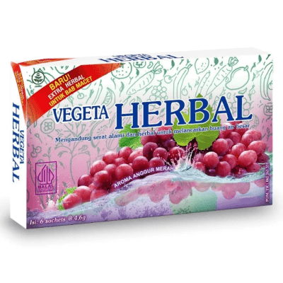 Vegeta Herbal Minuman Sari Serat Alami Aroma Anggur Merah 6 x 4.6 g